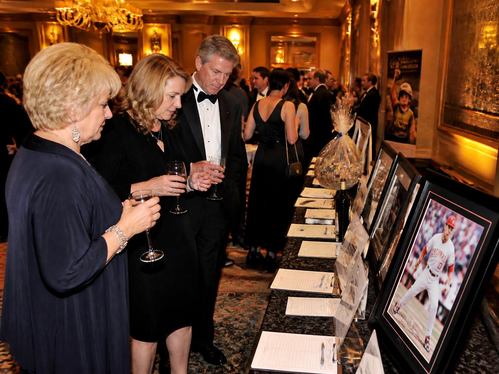 Benefit gala with silent auction display tables