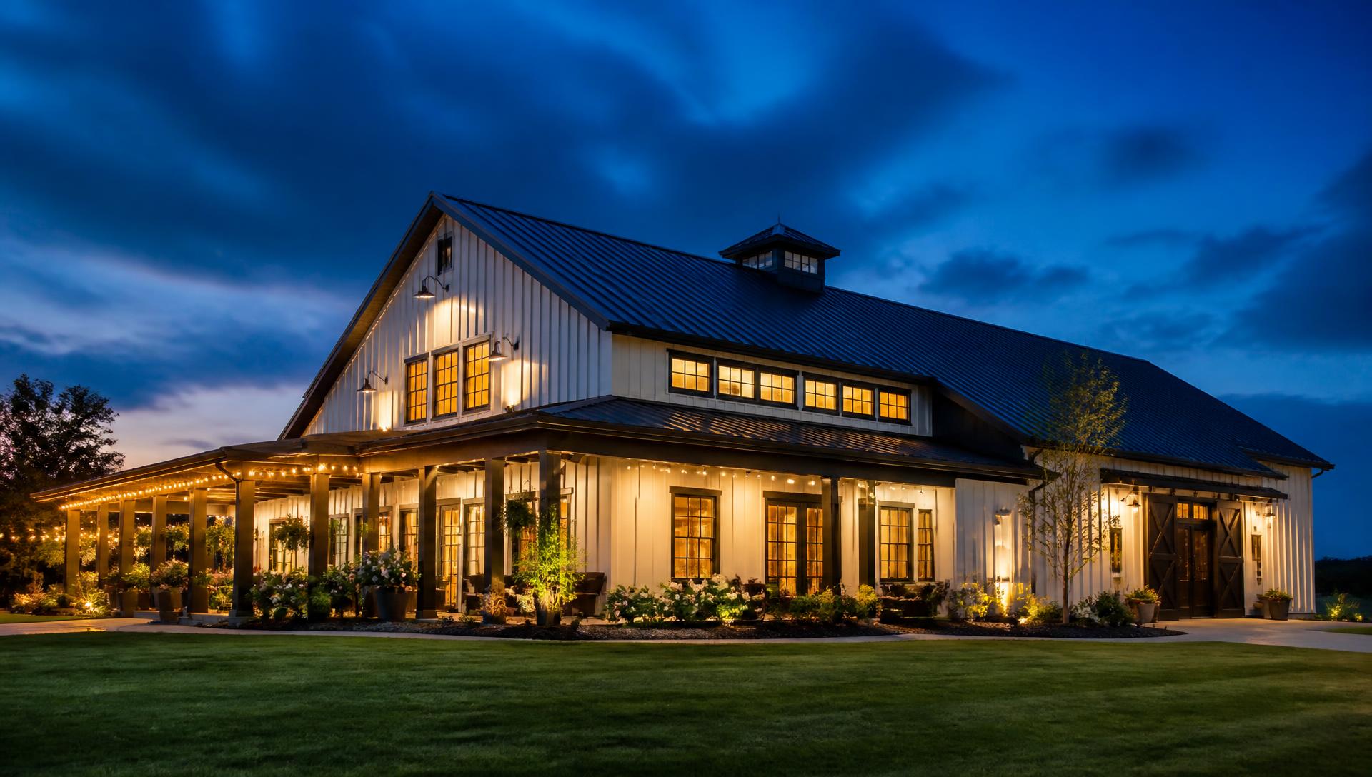 The event center at dusk